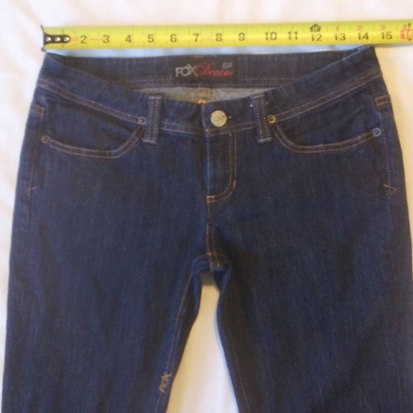 Fox  jeans  fox denim logo low rise denim blue jeans sz 3  poshmark